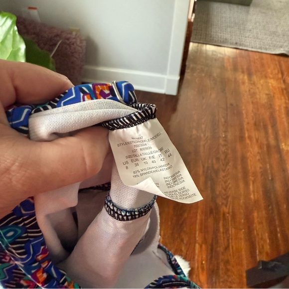 Swim Solutions One Piece Swimsuit Blue Orange Purple Print Size 8 NWT - Picture 7 of 7